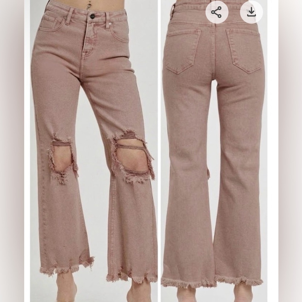 Risen Jeans Women High Rise Distressed Mauve Jeans